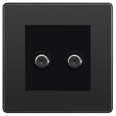 BG Evolve Black Chrome Double Satellite Socket PCDBC642B by British General (BG-PCDBC642B)