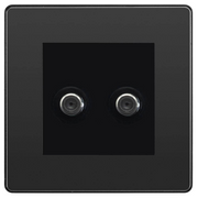 BG Evolve Black Chrome Double Satellite Socket PCDBC642B by British General (BG-PCDBC642B)