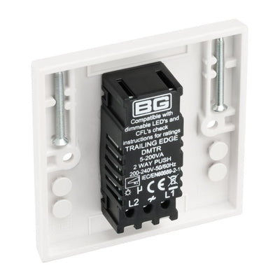 BG 981 Moulded Square Edge | White | 1 Gang 200W 2 Way Trailing Edge Dimmer Switch by British General (BG-981)
