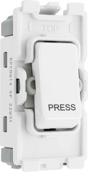 BG RPCDW14 Evolve Grid White 20A 20AX 1 Way 1 Pole PRESS Retractive Switch Module by British General (BG-RPCDW14)