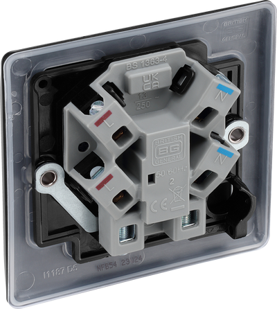 BG NFB54 Nexus Metal Matt Black 13A Unswitched Fused Spur Unit