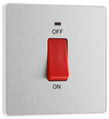 BG PCDBS74W Brushed Steel Evolve 45A 2 Pole LED Switch - White Insert