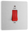 BG PCDBS74W Brushed Steel Evolve 45A 2 Pole LED Switch - White Insert by British General (BG-PCDBS74W-Shopify-SA_1)