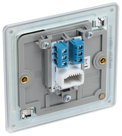 BG Electrical FPCBTS1 Nexus Screwless Flat-Plate Single Slave Telephone Socket Polished Chrome