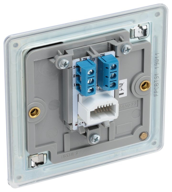 FPCBTS1 Back - This Secondary telephone socket from British General uses a screw terminal connection and should be used for an additional telephone point which feeds from the master telephone socket.