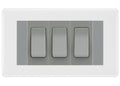 BG White Moulded 3G Switch 1x Intermediate 2x 2 Way Switch - Grey Insert