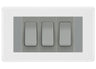 BG White Moulded 3G Switch 1x Intermediate 2x 2 Way Switch - Grey Insert by British General (BG-Nexus-WM-3G-Combo-2x 2WAY-1x INT-GR)