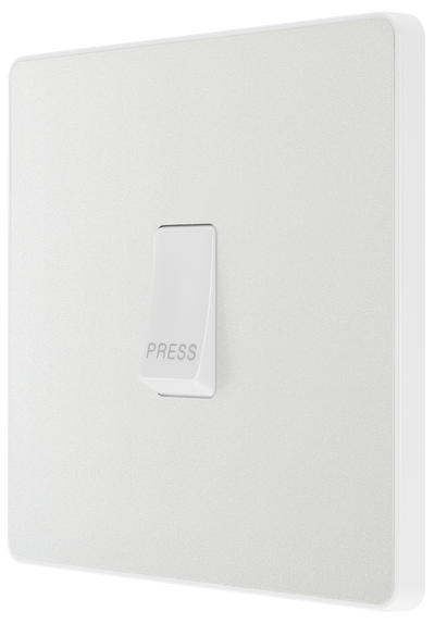 PCDCL14W Side - This Evolve pearlescent white bell push switch from British General is ideal for use where access is restricted such as office buildings or hospitals, where visitors need to let those inside know they have arrived.
