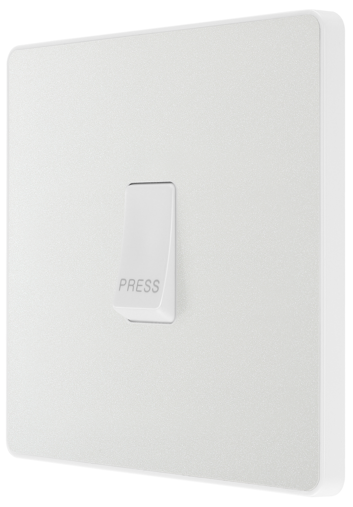 PCDCL14W Side - This Evolve pearlescent white bell push switch from British General is ideal for use where access is restricted such as office buildings or hospitals, where visitors need to let those inside know they have arrived.