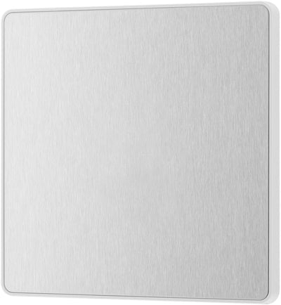 BG Evolve PCDBS94W Single Blank Plate - Brushed Steel (White) by British General (BG-PCDBS94W)