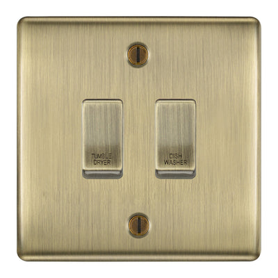 BG Antique Brass Custom Grid Switch Panel Labelled Kitchen Appliance 2 Gang by British General (BG-NEXUS-AB-Kitchen-Appliance-2Gang)