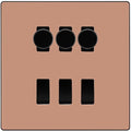 BG Evolve Polished Copper 6 Gang Switch 3x Trailing Edge LED Dimmer 3x Intermediate Custom Grid Switch