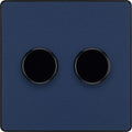 BG PCDDB82B Matt Blue Evolve 2 Gang 200W Intelligent Trailing Edge Dimmer Switch - Black Insert