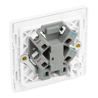 BG Evolve Pearlescent White 13A Flex Outlet Neon Unswitched Fused Connection Unit PCDCL54W with 35mm Steel Back Box