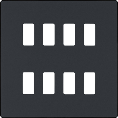 BG RPCDMG8B Evolve Grid Matt Grey 8 Module Square Front Plate - Black Trim