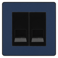 BG Evolve Matt Blue Double Master Telephone Socket, Screw Terminal - Black Insert