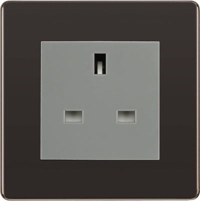 BG Nexus Screwless Black Nickel 13A Unswitched Socket FBNUSSG by British General (BG-FBNUSSG)