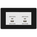 BG Screwless Matt Black 4G Faceplate with 45W USB A+C Charger Modules - White Insert