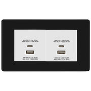 BG Screwless Matt Black 4G Faceplate with 45W USB A+C Charger Modules - White Insert by British General (BG-FFBEMR4+EMUSBAC45W)