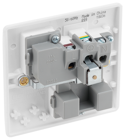 BG 899 Moulded Round Edge | White | 1 Gang 15A Switched Round Pin Socket by British General (BG-899)