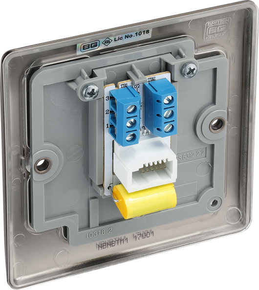 NBNBTM1 Back - This maste r telephone socket from British General uses a screw terminal connection and should be used where your telephone line enters your property.