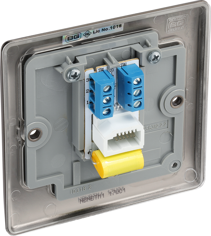 NBNBTM1 Back - This maste r telephone socket from British General uses a screw terminal connection and should be used where your telephone line enters your property.