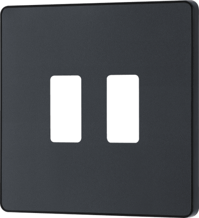 BG RPCDMG2B Evolve Grid Matt Grey 2 Module Square Front Plate - Black Trim