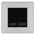 BG Screwless Polished Chrome Double Master Telephone Socket – Black Insert