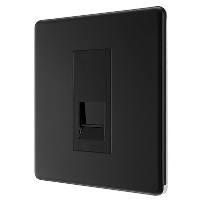 BG Screwless Matt Black Single Secondary Telephone Socket FFBBTS1 with 25mm Steel Back Box