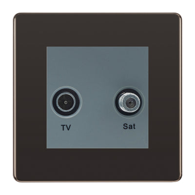 BG Screwless Black Nickel TV & Satellite Socket FBNTVSATG by British General (BG-FBNTVSATG)