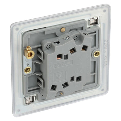 BG Screwless Brushed Steel 20A 16AX 2 Way Double Light Switch FBS42 with 25mm Steel Back Box