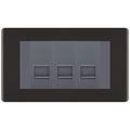 BG Screwless Black Nickel 3 Gang IDC Secondary Telephone Socket - Grey Insert