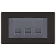 BG Screwless Black Nickel 3 Gang IDC Secondary Telephone Socket - Grey Insert by British General (BG-FBNBTS3G)