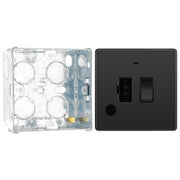 BG Evolve Black Chrome 13A Switched Spur with Neon and Flex Outlet PCDBC52B with 35mm Steel Back Box