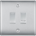 BG Nexus Brushed Steel 2G Grid Switch Kit – 20A 2-Way & Retractive Press Module