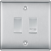 BG Nexus Brushed Steel 2G Grid Switch Kit – 20A 2-Way & Retractive Press Module by British General (BG-Nexus-BS-2G-1x2Way-1xPress)