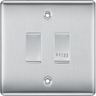BG Nexus Brushed Steel 2G Grid Switch Kit – 20A 2-Way & Retractive Press Module by British General (BG-Nexus-BS-2G-1x2Way-1xPress)