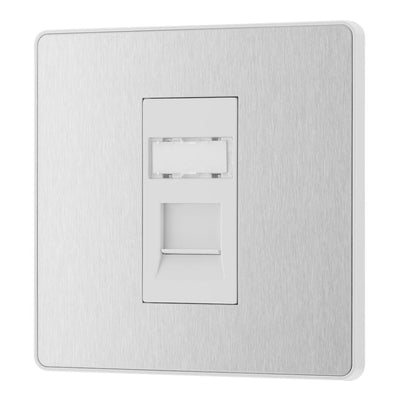 BG Evolve Brushed Steel RJ45 Cat6 Single Data Outlet PCDBSRJ451W with 35mm Steel Back Box