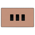 BG Evolve Polished Copper 3 Gang Intermediate Custom Grid Light Switch