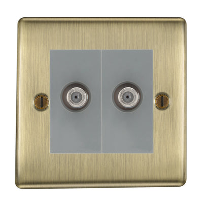 BG Nexus Metal Antique Brass Double Satellite Socket NAB642G by British General (BG-NAB642G)