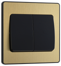 BG Evolve PCDSB42WB Satin Brass Evolve 2 Gang 20A 16AX 2 Way Wide Rocker Light Switch - Black Insert