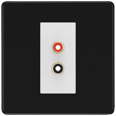 BG Screwless Matt Black Euro Module RCA X 2 Outlet FFBRCA2W by British General (BG-FFBRCA2W)