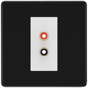 BG Screwless Matt Black Euro Module RCA X 2 Outlet FFBRCA2W by British General (BG-FFBRCA2W)