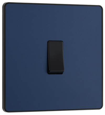 BG PCDDB13B Matt Blue Evolve 1 Gang 20A 16AX Intermediate Light Switch - Black Insert by British General (BG-PCDDB13B-Shopify-SA_1)