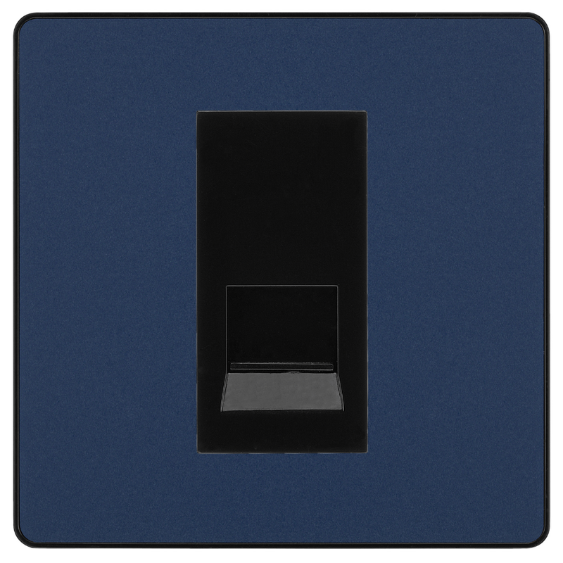 BG Evolve Matt Blue Single Secondary Telephone Socket, Screw Terminal - Black Insert