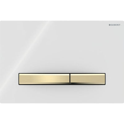 Geberit Sigma50 Square WC Dual Flush Plate - White & Brass White - 115.672.11.2