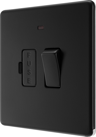 BG FFB52 Flatplate Screwless Matt Black 13A Neon Switched Fused Connection Unit by British General (BG-FFB52)
