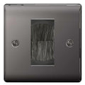 BG Black Nickel Single 1 Gang Brush Cable Entry Wall Plate Black