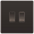 BG Screwless Black Nickel 2G Grid Switch – 20A 2-Way & Retractive Press Module