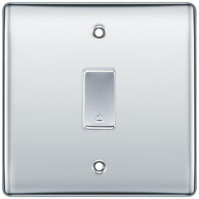 BG Polished Chrome 1 Gang Retractable Bell Switch with Bell Symbol Door by British General (Nexus-PC-Bell-Symbol-1G)